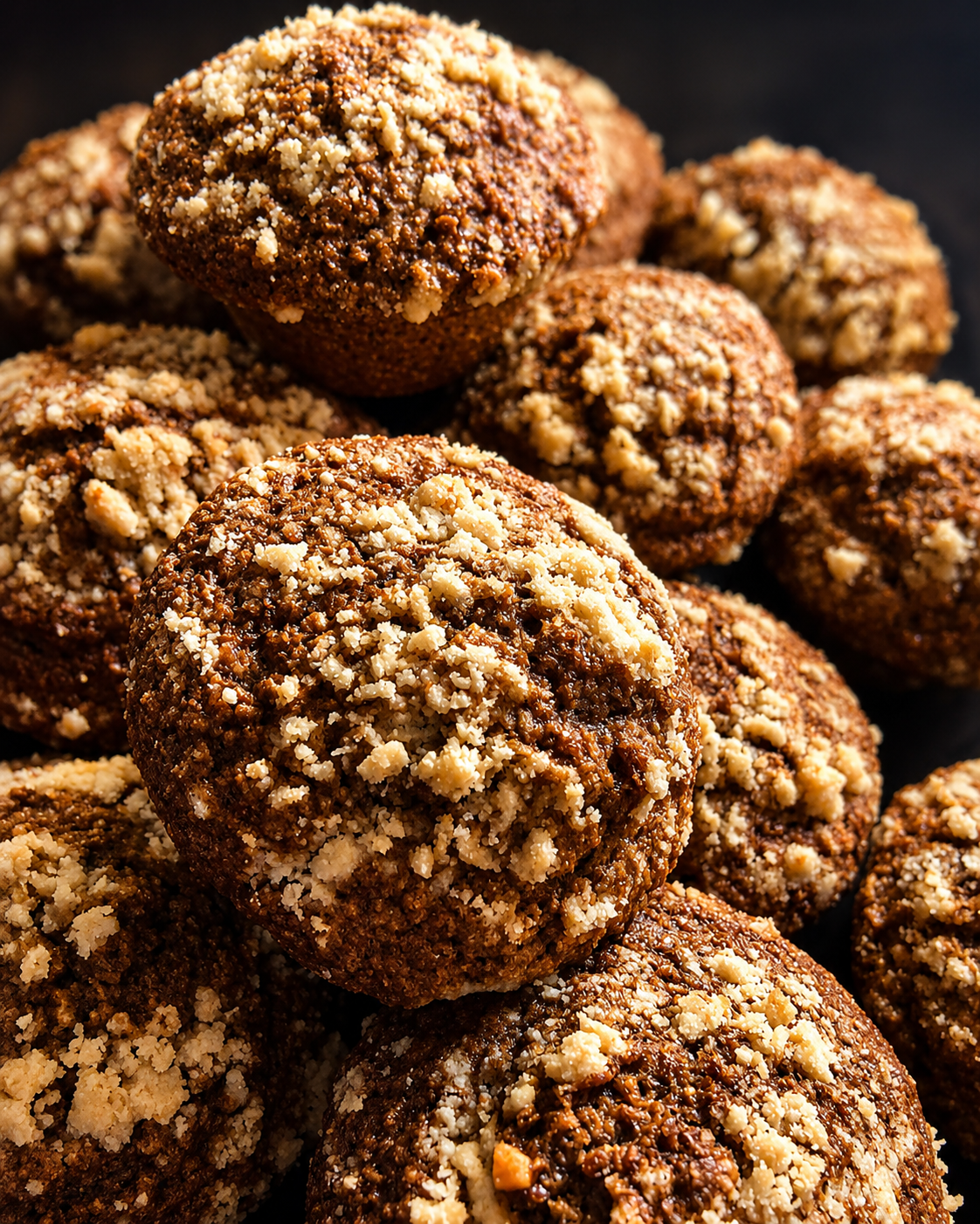 Crumb-topped muffins, freshly baked