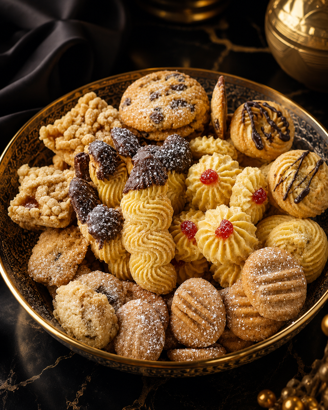 A bowl of assorted handmade biscuits