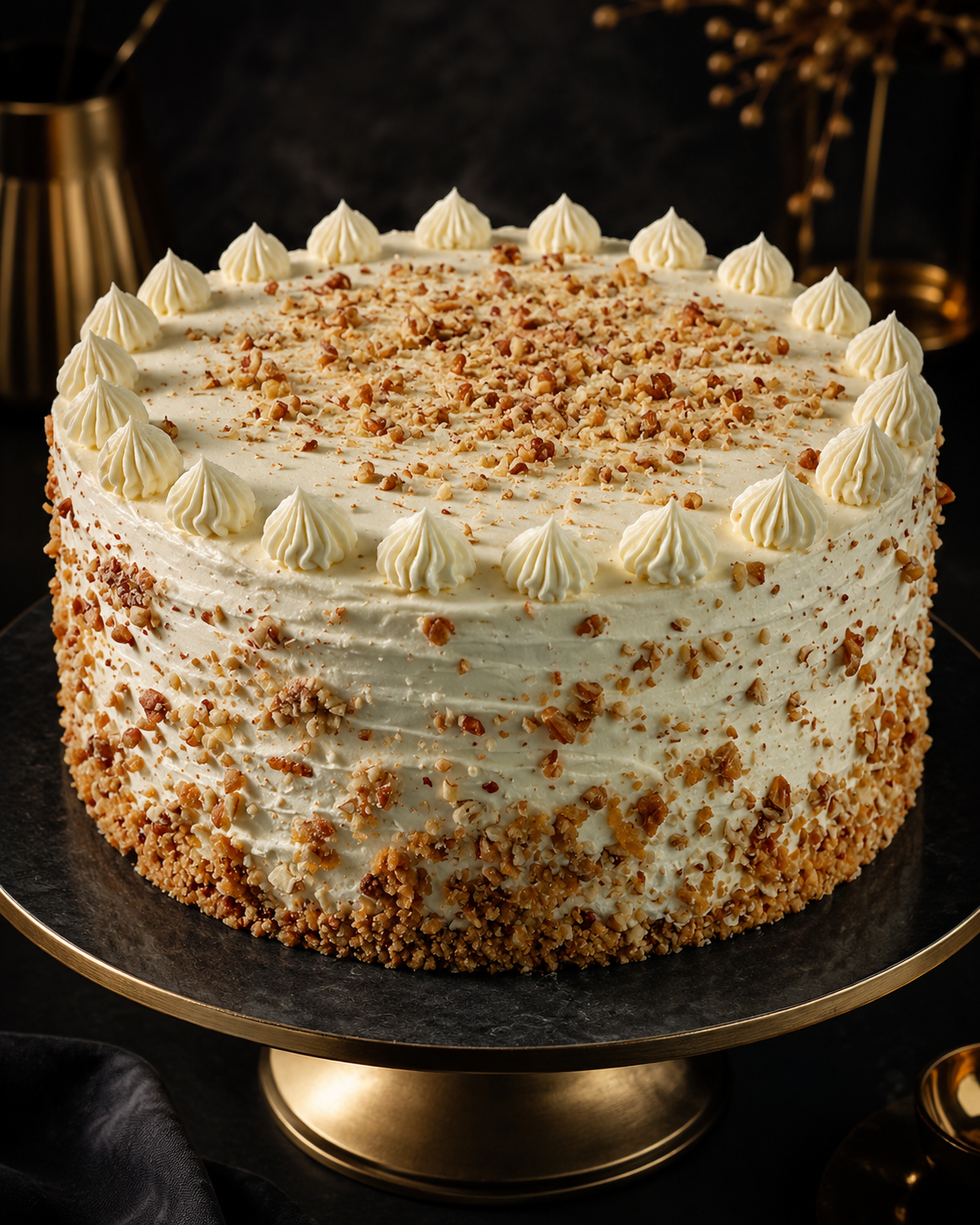 Carrot and walnut cake with cream cheese frosting