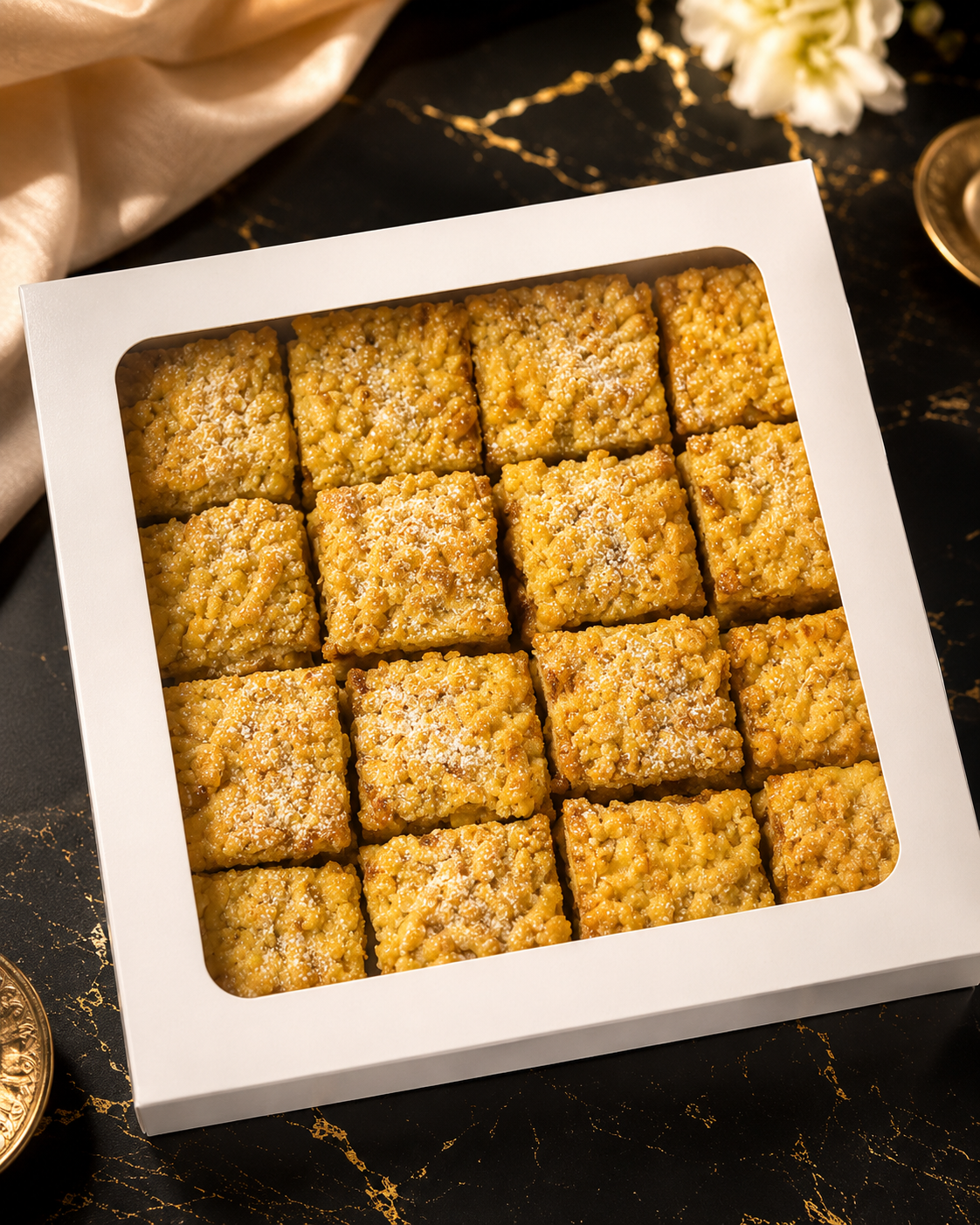 A box of golden crumble biscuits
